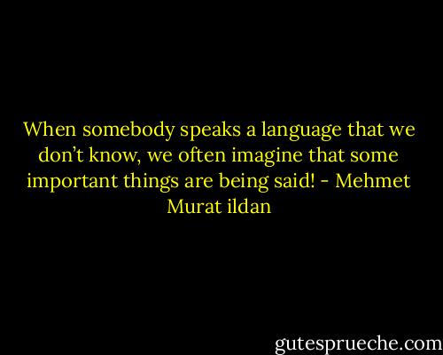 When somebody speaks a language that we don’t know, we often imagine that some important things are being said! - Mehmet Murat ildan