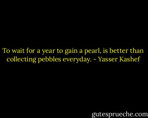 To wait for a year to gain a pearl, is better than collecting pebbles everyday. - Yasser Kashef