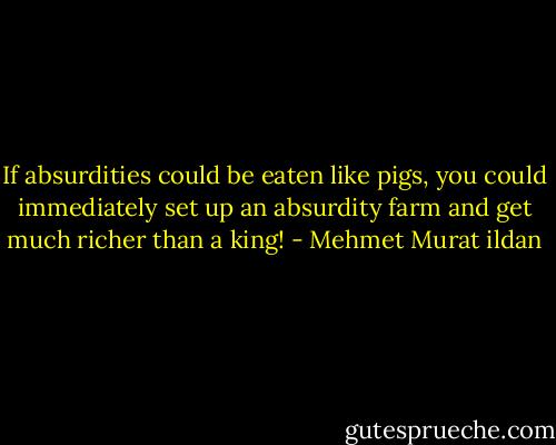 If absurdities could be eaten like pigs, you could immediately set up an absurdity farm and get much richer than a king! - Mehmet Murat ildan