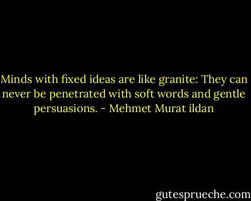 Minds with fixed ideas are like granite: They can never be penetrated with soft words and gentle persuasions. - Mehmet Murat ildan