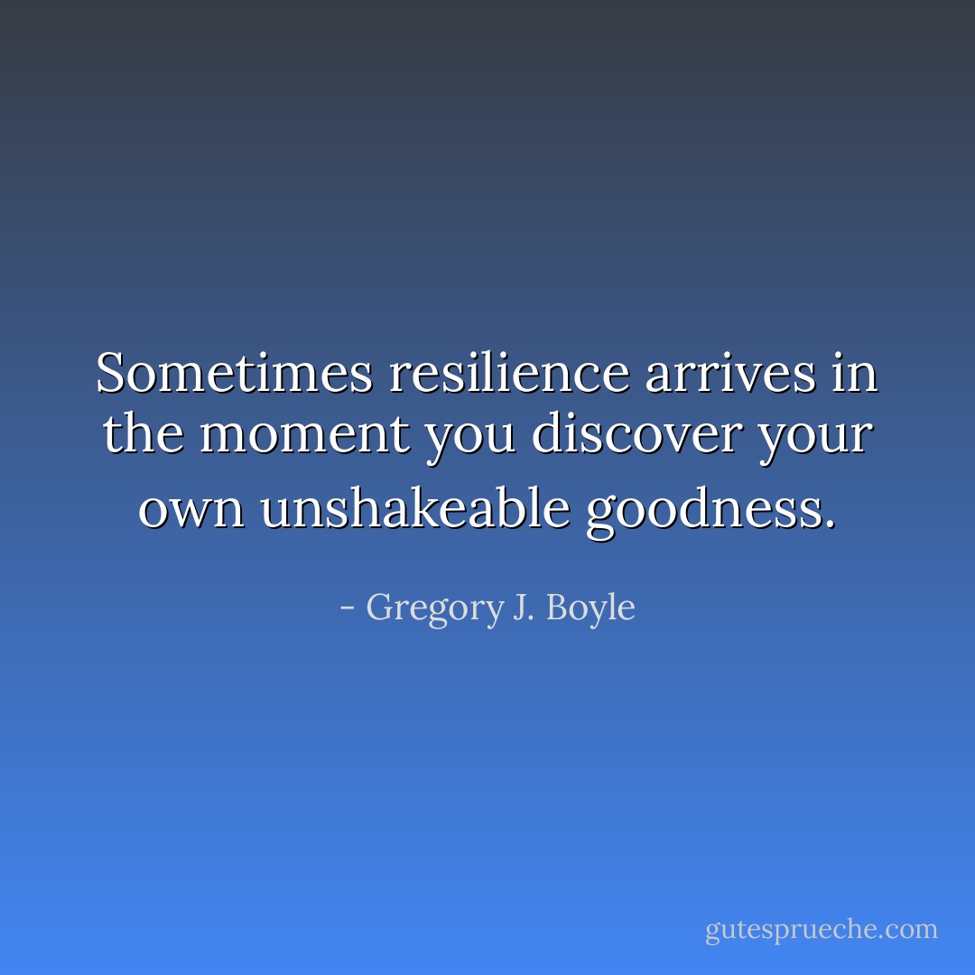Sometimes resilience arrives in the moment you discover your own unshakeable goodness. - Gregory J. Boyle
