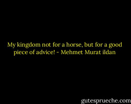 My kingdom not for a horse, but for a good piece of advice! - Mehmet Murat ildan