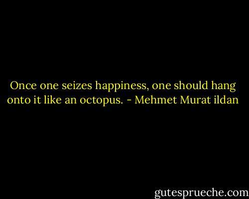 Once one seizes happiness, one should hang onto it like an octopus. - Mehmet Murat ildan