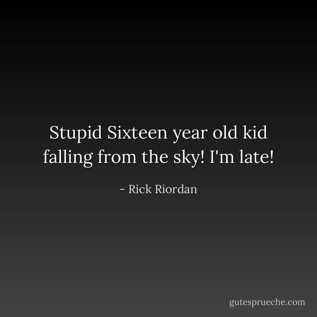 Stupid Sixteen year old kid falling from the sky! I'm late! - Rick Riordan