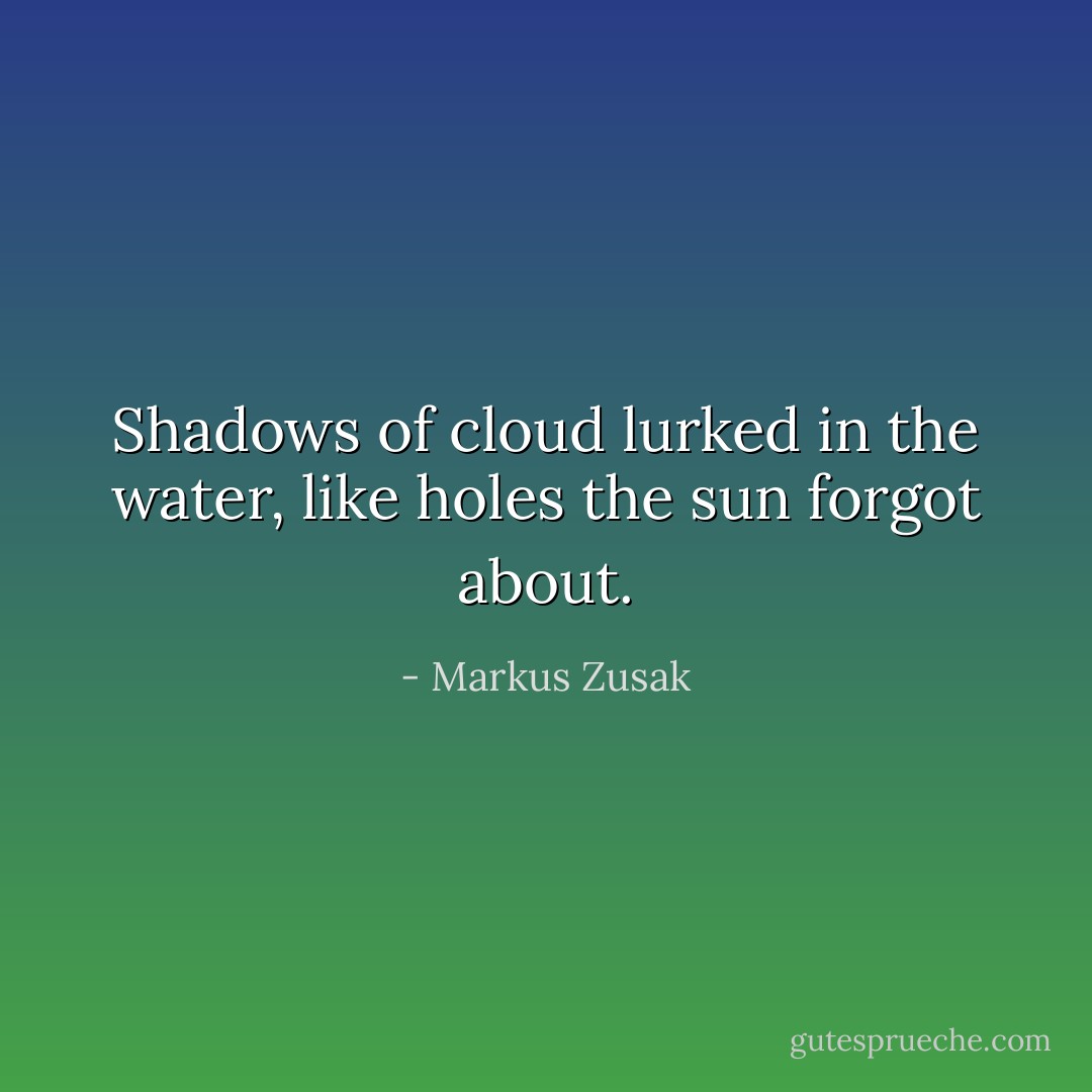 Shadows of cloud lurked in the water, like holes the sun forgot about. - Markus Zusak