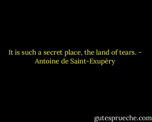 It is such a secret place, the land of tears. - Antoine de Saint-Exupéry