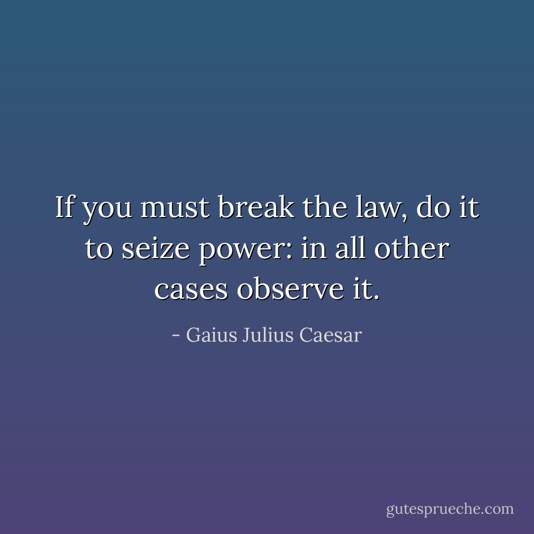 If you must break the law, do it to seize power: in all other cases observe it. - Gaius Julius Caesar
