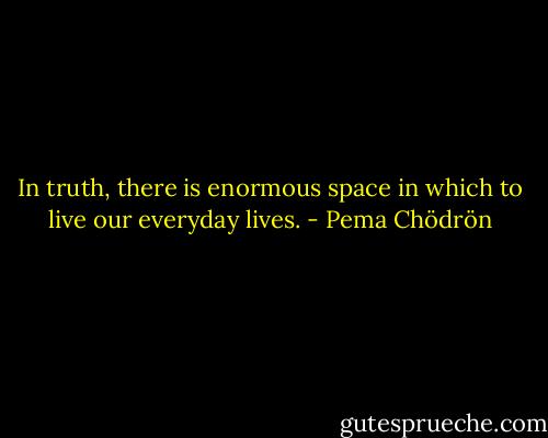 In truth, there is enormous space in which to live our everyday lives. - Pema Chödrön