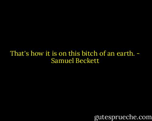 That's how it is on this bitch of an earth. - Samuel Beckett