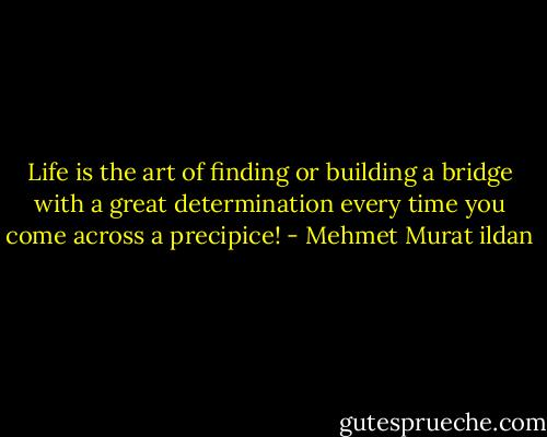 Life is the art of finding or building a bridge with a great determination every time you come across a precipice! - Mehmet Murat ildan