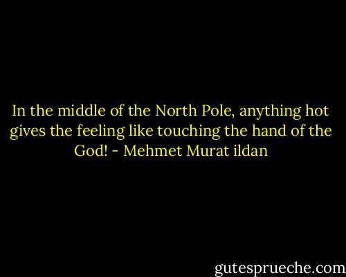 In the middle of the North Pole, anything hot gives the feeling like touching the hand of the God! - Mehmet Murat ildan