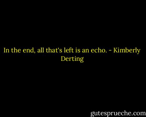 In the end, all that's left is an echo. - Kimberly Derting
