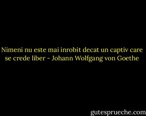 Nimeni nu este mai inrobit decat un captiv care se crede liber - Johann Wolfgang von Goethe
