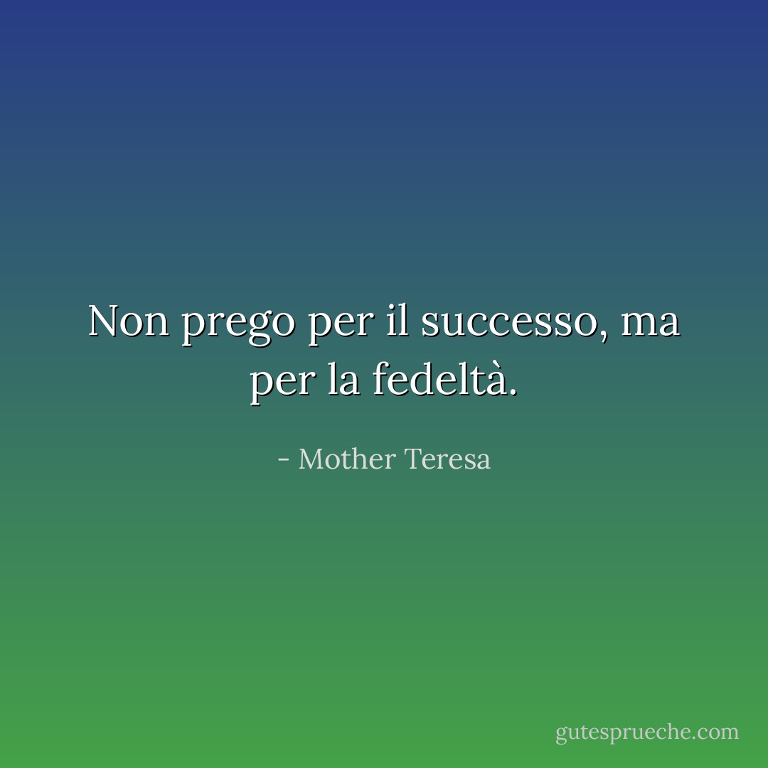 Non prego per il successo, ma per la fedeltà. - Mother Teresa