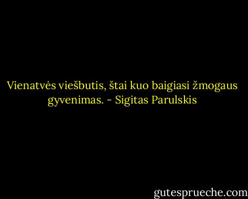 Vienatvės viešbutis, štai kuo baigiasi žmogaus gyvenimas. - Sigitas Parulskis