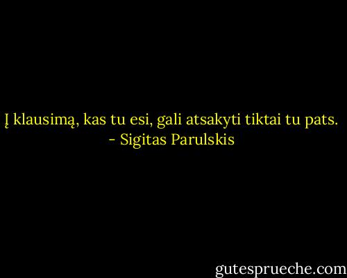 Į klausimą, kas tu esi, gali atsakyti tiktai tu pats. - Sigitas Parulskis