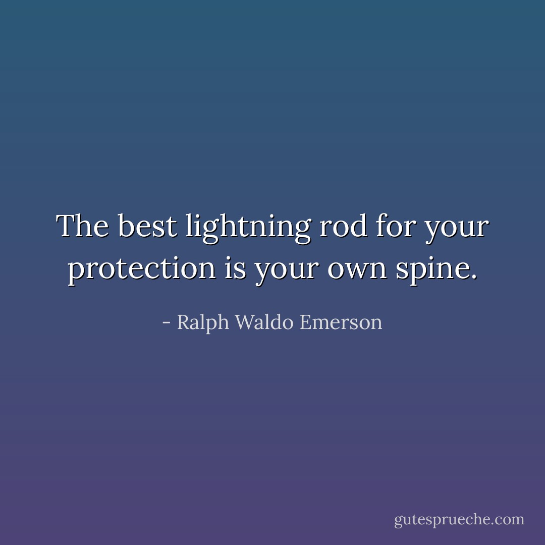 The best lightning rod for your protection is your own spine. - Ralph Waldo Emerson