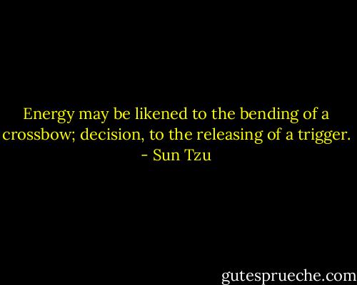 Energy may be likened to the bending of a crossbow; decision,<br />to the releasing of a trigger. - Sun Tzu