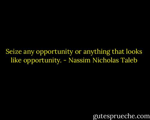 Seize any opportunity or anything that looks like opportunity. - Nassim Nicholas Taleb