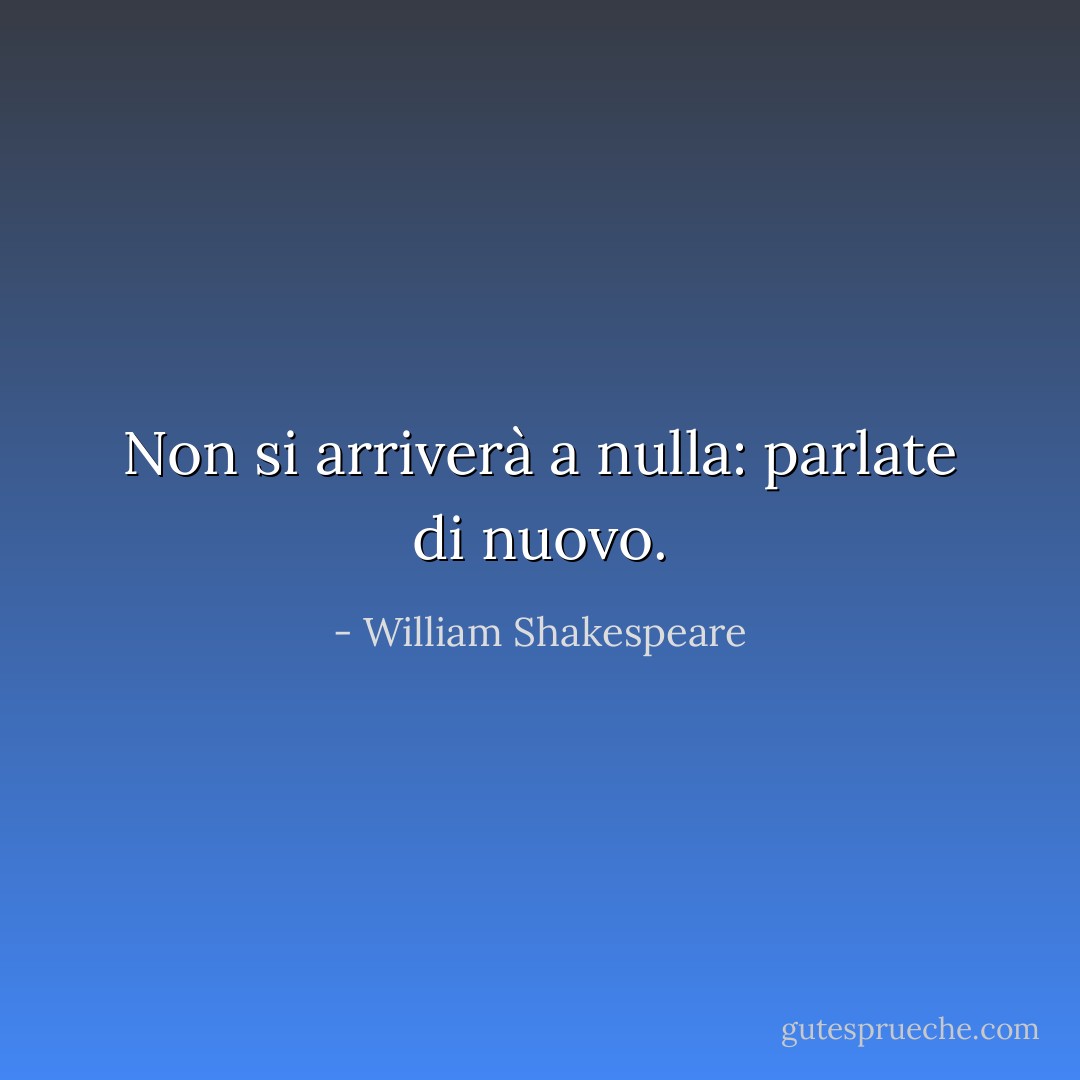 Non si arriverà a nulla: parlate di nuovo. - William Shakespeare