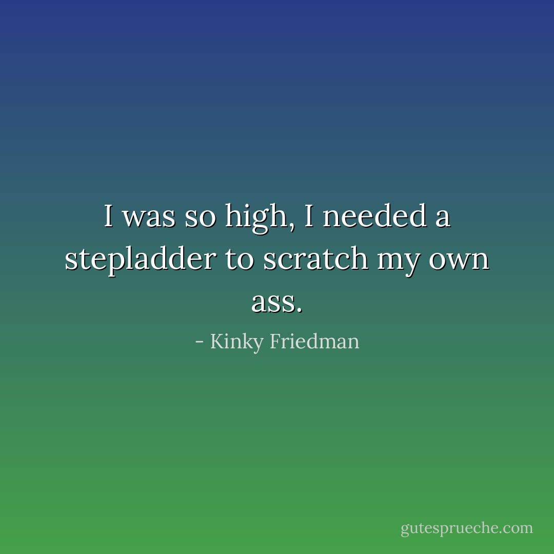 I was so high, I needed a stepladder to scratch my own ass. - Kinky Friedman