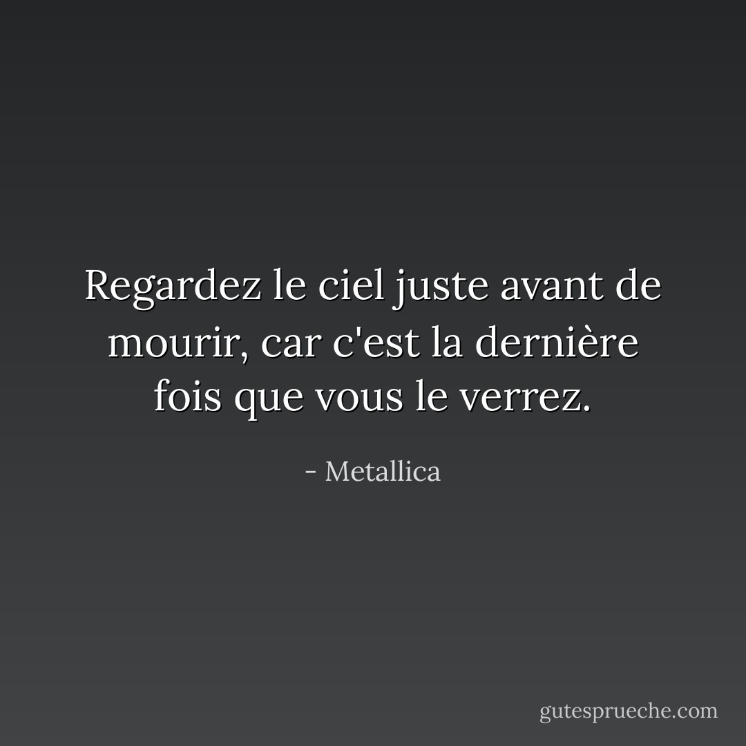 Regardez le ciel juste avant de mourir, car c'est la dernière fois que vous le verrez. - Metallica