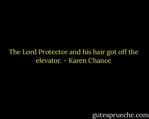 The Lord Protector and his hair got off the elevator. - Karen Chance