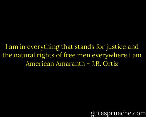 I am in everything that stands for justice and the natural rights of free men everywhere.I am American Amaranth - J.R. Ortiz