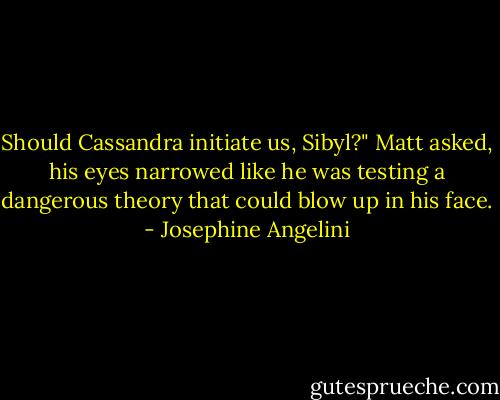 Should Cassandra initiate us, Sibyl?" Matt asked, his eyes narrowed like he was testing a dangerous theory that could blow up in his face. - Josephine Angelini