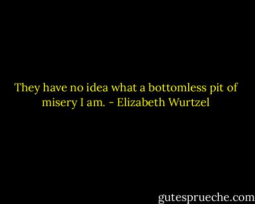 They have no idea what a bottomless pit of misery I am. - Elizabeth Wurtzel
