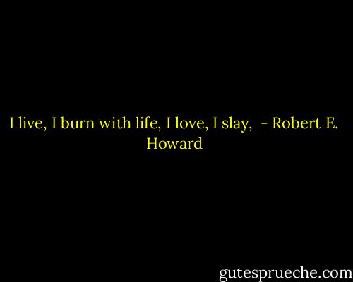 I live, I burn with life, I love, I slay,  - Robert E. Howard