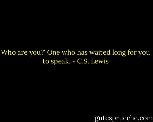 Who are you?'<br />One who has waited long for you to speak. - C.S. Lewis