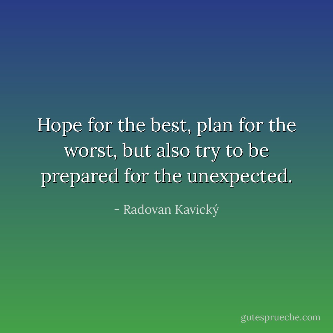 Hope for the best, plan for the worst, but also try to be prepared for the unexpected. - Radovan Kavický