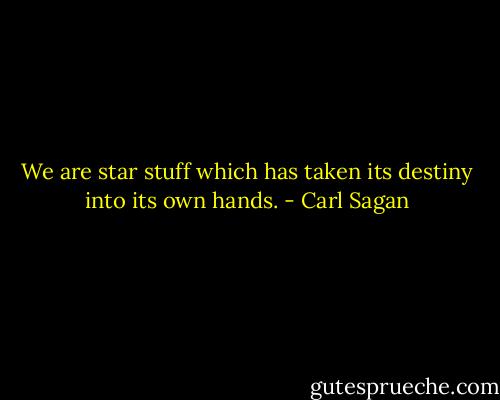 We are star stuff which has taken its destiny into its own hands. - Carl Sagan