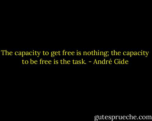 The capacity to get free is nothing; the capacity to be free is the task. - André Gide