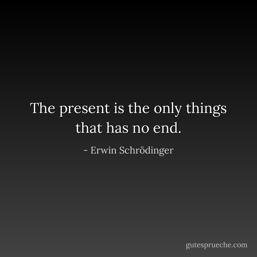The present is the only things that has no end. - Erwin Schrödinger