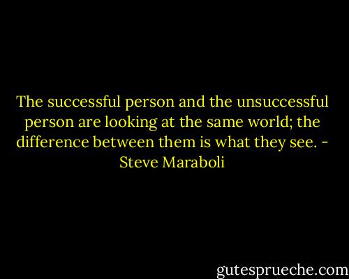 The successful person and the unsuccessful person are looking at the same world; the difference between them is what they see. - Steve Maraboli