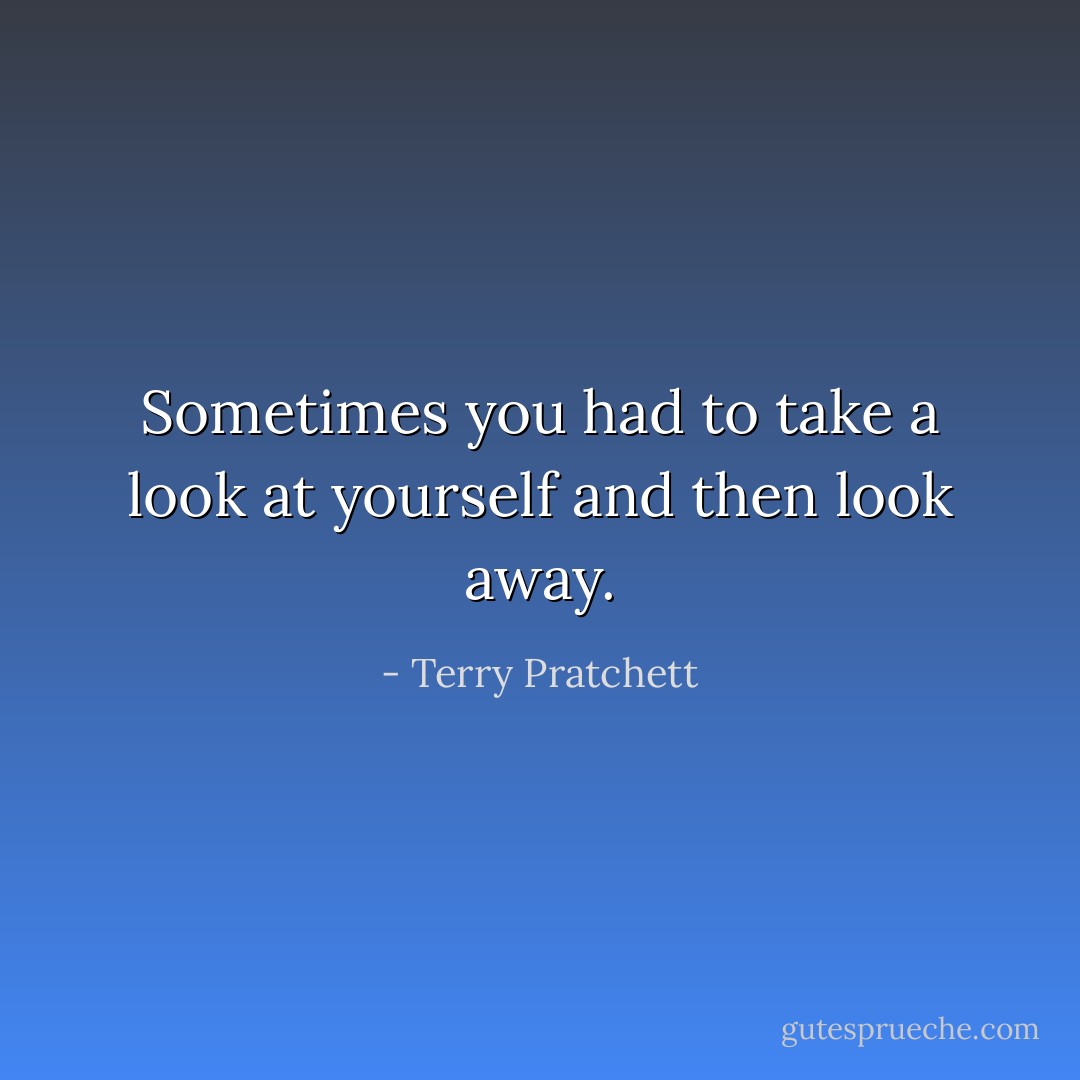 Sometimes you had to take a look at yourself and then look away. - Terry Pratchett