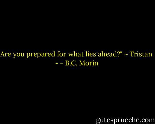 Are you prepared for what lies ahead?"<br />~ Tristan ~ - B.C. Morin