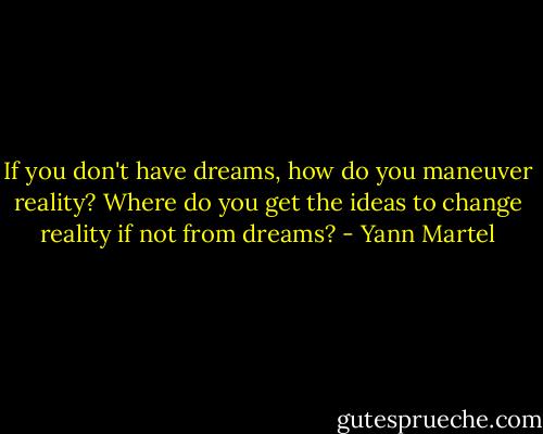 If you don't have dreams, how do you maneuver reality? Where do you get the﻿ ideas to change reality if not from dreams? - Yann Martel