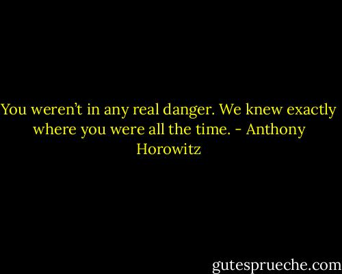 You weren’t in any real danger. We knew exactly where you were all the time. - Anthony Horowitz