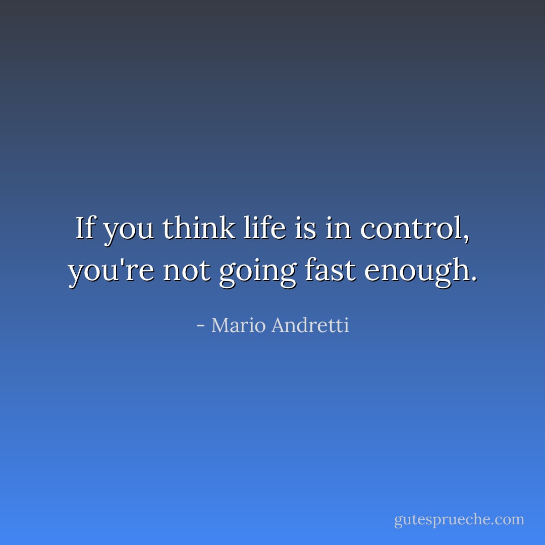 If you think life is in control, you're not going fast enough. - Mario Andretti