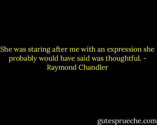 She was staring after me with an expression she probably would have said was thoughtful. - Raymond Chandler