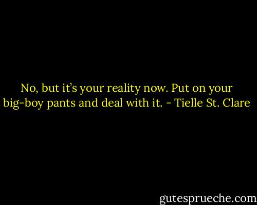 No, but it’s your reality now. Put on your big-boy pants and deal with it. - Tielle St. Clare