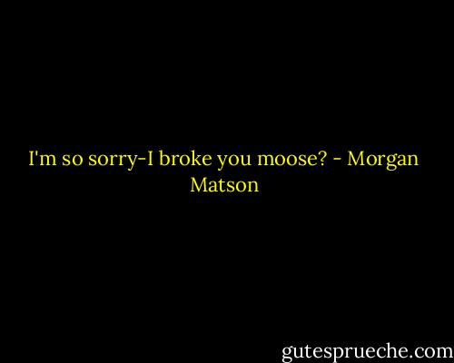 I'm so sorry-I broke you moose? - Morgan Matson