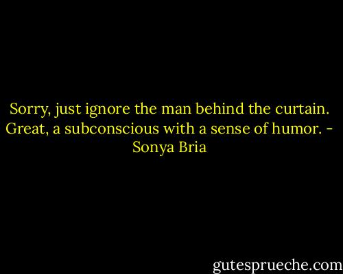 Sorry, just ignore the man behind the curtain. Great, a subconscious with a sense of humor. - Sonya Bria