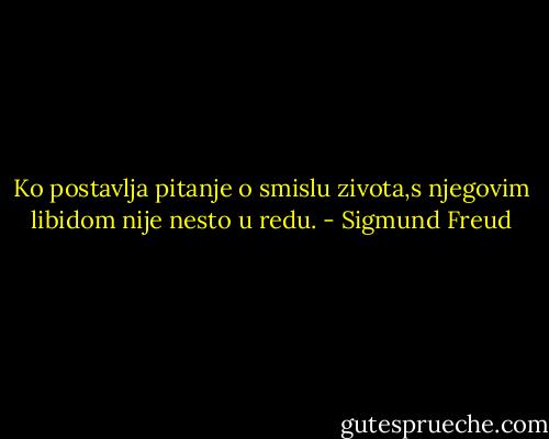 Ko postavlja pitanje o smislu zivota,s njegovim libidom nije nesto u redu. - Sigmund Freud