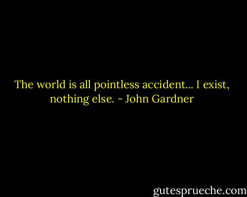 The world is all pointless accident... I exist, nothing else. - John Gardner
