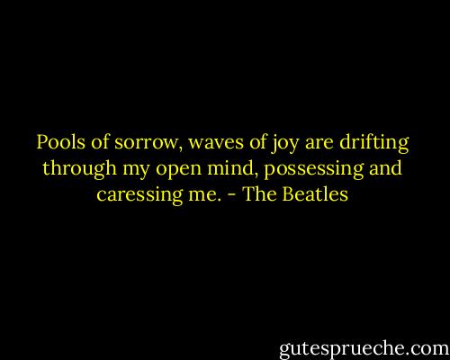 Pools of sorrow, waves of joy are drifting through my open mind, possessing and caressing me. - The Beatles