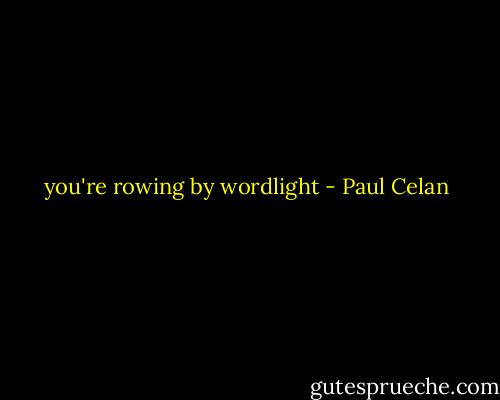 you're rowing by wordlight - Paul Celan